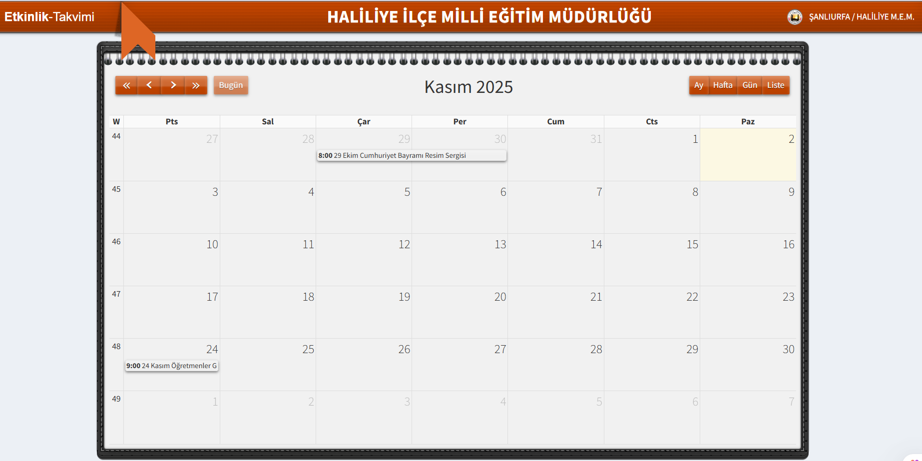 ETKİNLİK TAKVİMİ